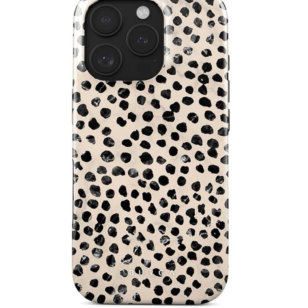 Burga Black and Cream Spotted Phone Case. (Brand new in Box)